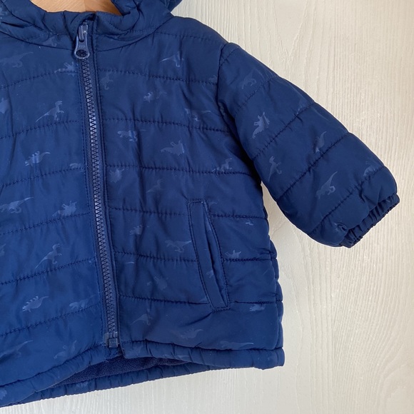 Baby GAP Navy Blue Dinosaur Puffer Winter Coat - Picture 4 of 8